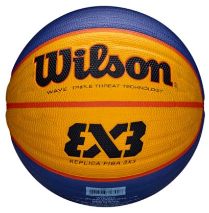 WILSON Replica RBR Official 3x3 FIBA Game Basketball, Blau/Gelb, 6