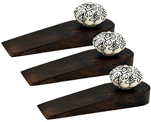 Cale-porte traditionnel et vintage en bois - Motifs floraux x3