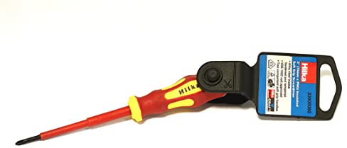 Hilka 33900060 60mm PH0 VDE Screwdriver Insulated, Red/Yellow