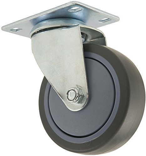 TPR Rubber Caster Wheel with Swiveling Top Plate - 4-Inch - 250 lb. Load Capacity - Non-Marking for Use in Hospitals, Food Service, & Other Institutional Applications
