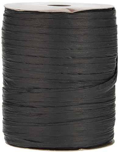 Berwick Offray Matte Black Raffia Ribbon, 1/4'' Wide, 100 Yards, 7MM