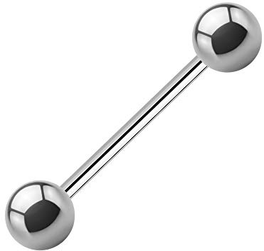 Treuheld® | 1,2mm x 14mm Piercing Stab | Kugeln 3mm | Chirurgenstahl 316L | Silber | Straight Barbell/gerader Stab für Nippel, Zunge, Nase, Ohr