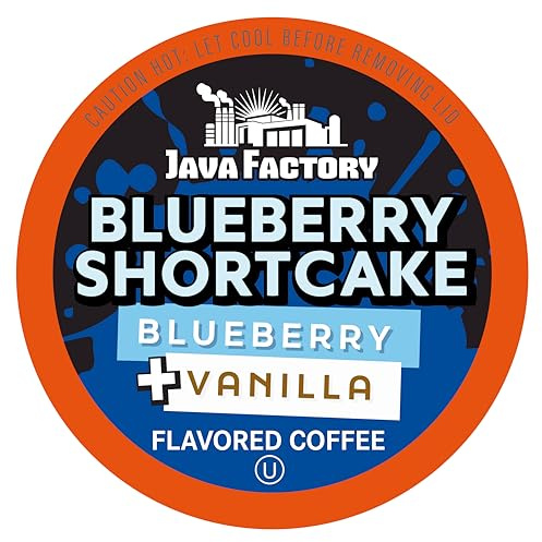 Java Factory Coffee Pods Blueberry Flavored Coffee for Keurig K-Cup Brewers, Blueberry Shortcake, 40 Count