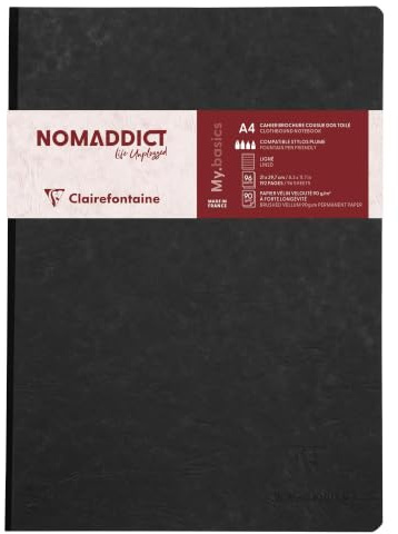 Clairefontaine 791461C häfte, A4-linne, ålderspåse, linjerad med kant, 96 ark, svart