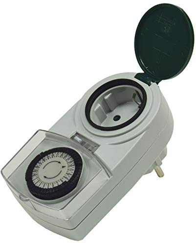 Analoge Zeitschaltuhr Aussen IP44 Mechanische Timer-Steckdose 230V Schaltuhr mit Schutzdeckel IP44 3500W 16A