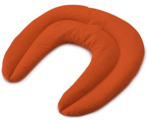 Coussin compartimenté tour de cou aux graines - Graines de colza - Coussin thermique pour la nuque - Bouillotte sèche (Design: orange)