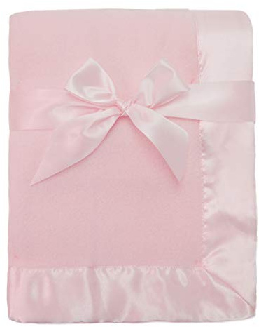 TL Care Fleece Blanket (30 x 40) with Silk-Like Satin Trim, Soft, Warm & Cozy, Pink, for Boys and Girls, Perfect for Baby Carrier, Stroller, Travel and Gifting
