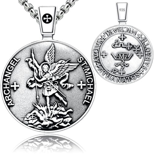 ARCHANGEL ST.MICHAEL TÄLLNINGSSKYDD MEDALKRISTEN TALISMAN STERLING 925 SILVER HÄNGE HALSBAND, En storlek, Sterlingsilver, Ingen sten