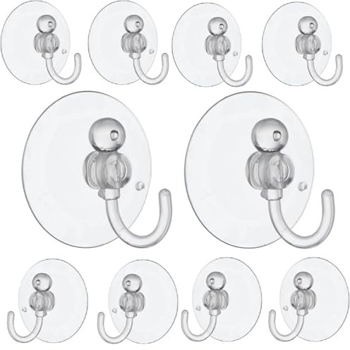 Merriway BH02030 (10 Pcs) Clear Plastic Suction Hook, 25 mm (1 Inch) - Pack of 10 Pieces
