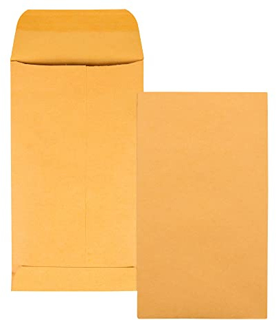 Quality Park #5 1/2 Coin Envelopes, 3 1/8 x 5 1/2, Gummed, Small Parts, Jewelry & Seed Envelopes for Garden, 28 lb Brown Kraft, 500 per Box (QUA50562)