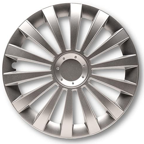 Albrecht 15 pouces argent enjoliveurs pour jantes en acier - Meridian enjoliveur de roue en plastique avec peinture en couches - Enjoliveurs dans l'emballage d'origine Albrecht - Fabriqué en UE