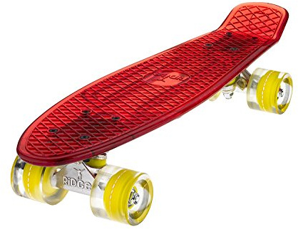 Ridge Skateboards Blaze Mini Cruiser 22, 55cm, Deck Transparente con Ruedas LED