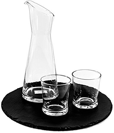 Glaskaraffe mit 2 Gläsern. Hochwertige Glasqualität!! Karaffe, Wasserkaraffe, Weinkaraffe, Wasserglas, Gläserset, Bargläser