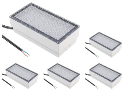 ledscom.de 5 Stück LED Pflasterstein Bodeneinbauleuchte CUS für außen, IP67, eckig, 20 x 10cm, 2,8 W, 251lm, warmweiß