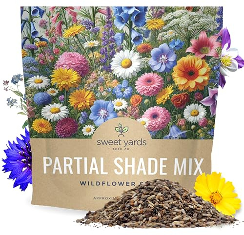 Wildflower Seeds Partial Shade Mix - 1 Ounce Over 7,000 Open Pollinated Annual and Perennial Seeds