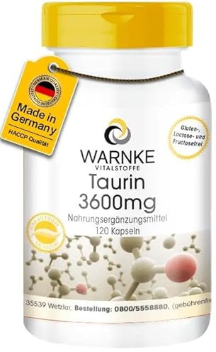 Taurine 3600 mg - 120 gélules | Warnke Vitalstoffe - Qualité des pharmacies allemandes