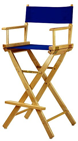 Casual Home 30 Director's Chair Natural Frame-with Roayl Blue Canvas, Bar Height