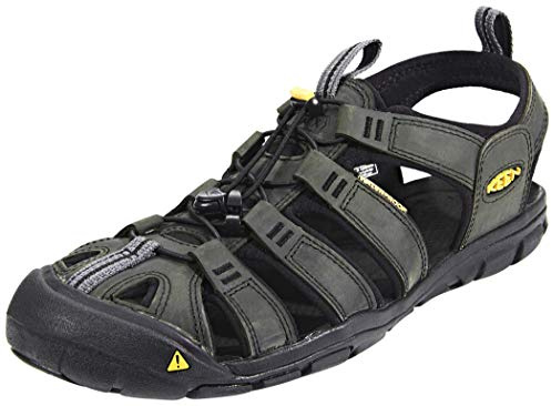 KEEN M Clearwater CNX Leather Schwarz - Leichte Herren Leder-Sandale, Größe EU 41 - Farbe Magnet - Black
