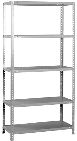 SimonRack Förvaringshylla 5 Hyllplan, 2000x1000x300 mm – Garagehylla i Grå, 75 kg Belastning per Hyllplan - Simon Classic