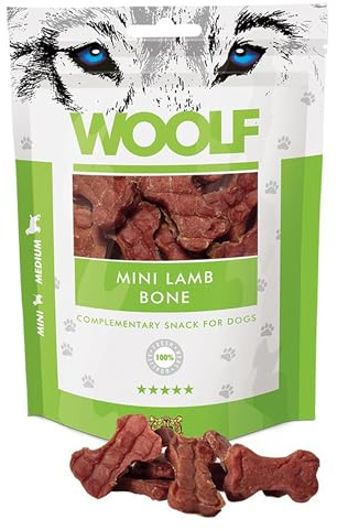 Woolf Snacks huesitos de Cordero para Perro 100g. Premios, chuches Naturales para Perro