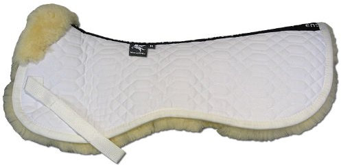 Engel Reitsport | SAKIS1-L-WEI-MED | Sattelkissen mit echtem Merino Lammfell | Fellrand vorne | Steppstoff Weiss Fell medizinisch | Grösse L