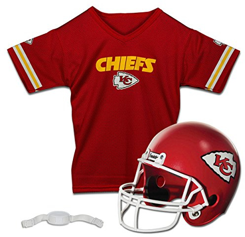 Franklin Sports NFL Kinder Fußballhelm und Trikot Set - NFL Youth Football Uniform Kostüm - Helm, Jersey, Kinnriemen - Jugend M