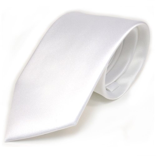 TigerTie Herren Krawatte – Klassische 8 cm Satin-Krawatte in weiss schneeweiss einfarbigem Design, ideal für Geschäftstermine, festliche Anlässe und die Freizeit