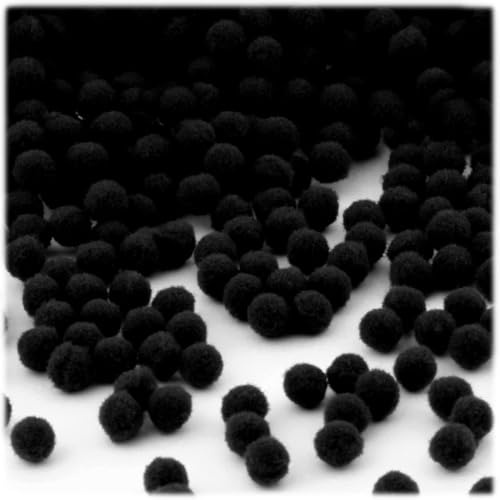 The Crafts Outlet 1,000-Piece Multi Purpose Pom Poms, Acrylic, 7mm/0.28-inch, Round, Black