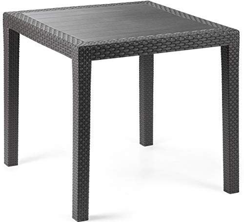 PROGARDEN Table Basse King en résine synthétique Imitation rotin Osier Noir Anthracite Bar Maison