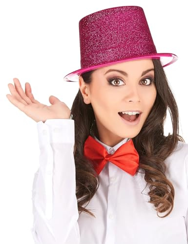 DEGUISE TOI - Chapeau haut de forme plastique pailleté fuschia adulte - Chapeau - Taille Unique - Rose - Accessoires pour déguisement - Plastique - - Carnaval