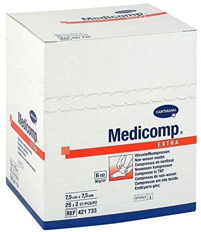 Medicomp Extra Non-tissé Compresser 75 X 75 Mm 6 couches, 50 pièces