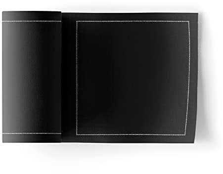 MY DRAP – Rollo de 50 servilletas de tela | Servilletas de Cóctel |100% Algodón | Reutilizables | 11 x 11 cm | Color Negro | Formato Rollo, en Unidades Precortadas