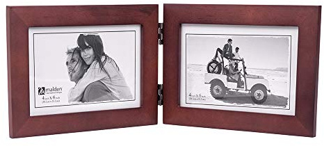 Malden Double Horizontal 4x6 Picture Frame - Wide Real Wood Molding, Real Glass - Dark Walnut