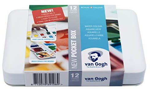 Van Gogh Set d'aquarelles, boîte de poche en plastique, 12 demi-plaques Sélection générale
