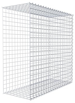 GABIONA Cesta de piedra de gavión rectangular, malla de 5 x 5 cm, profundidad de 40 cm, cesta de cultivo tipo 2, cierre de espiral, galvanizado (100 x 100 x 40 cm)
