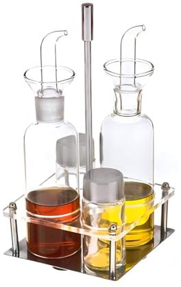 DAMDAM GO - Oliera Antigoccia Set di Barattoli per Olio in Vetro Antigoccia 4 Pezzi in Scatola