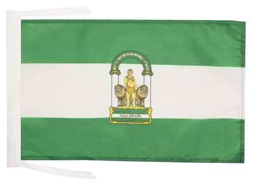 AZ FLAG Bandera Andalucía 45x30 cm Andaluza Poliéster 100D Cuerdas | Uso interior y exterior Enseña costuras dobles y bordes reforzados