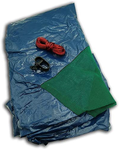 EDG by AQUALUX INTERNATIONAL Bâche Hiverrnage Piscine - Diamètre 350 cm - pour Piscine Ronde Diamètre 300 cm - avec Grille ecoulement, câble et poignée de Serrage