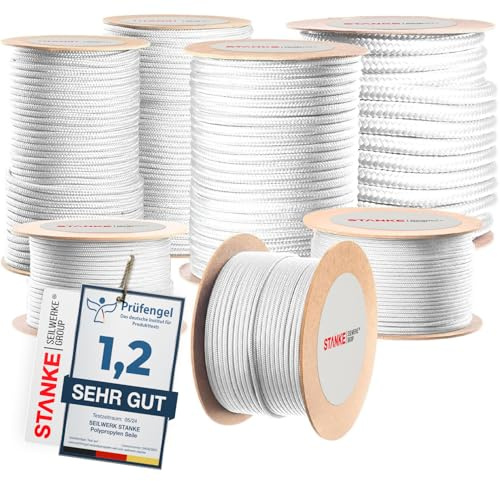 Seilwerk STANKE Polypropenrep 18mm 10m Vit - Tvättlina för Trädgård, Camping, Balkong - Tjockt Snöre för Transport, Byggnation, Seglingstillbehör - Slitstarkt Vit PP-rep, Kvalitet