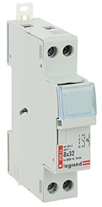 Legrand 005816 M ou gG Coupe-Circuit Sectionneur Unipolaire Neutre pour Cartouche Cylindrique Industrielle, 8mmx32mm, 400V, Gris
