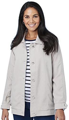 Chums Ladies Blouson Style Lightweight Jacket | Light Coat With Piping, 27.5 Inch Length, Button Cuffs