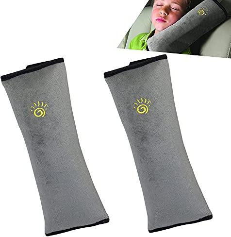 Gray Seat Belt Pillow for Kids 2PC, Seatbelt Pillow for Child Travel, Seat Belt Pillow for Toddler Head Protector, Shoulder Pad for Car Safety Seatbelt, Car Sleeping Seat Belt Pillow Support