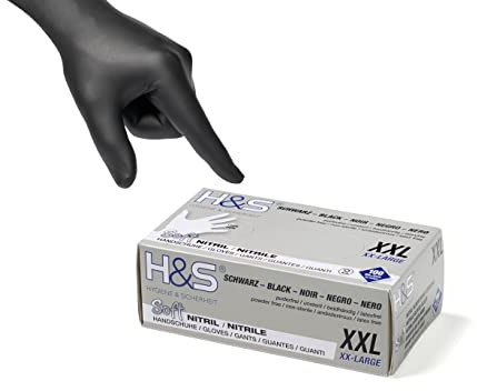 ISC Hygiene & Safety Gants Nitrile Jetables Non Poudrés – Gant Nitrile Usage Alimentaire et Mécanique – Gants Jetables S M L XL – Gants Nitrile noir, L – Boîte de 100