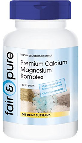 Fair & Pure® - Calcio e magnesio - Complesso di calcio e magnesio Premium - Gluconato di magnesio e calcio - 180 Capsule