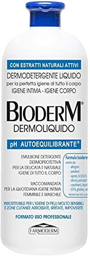 Bioderm Dermoliquido - Gel Douche Dermoprotecteur Peaux Sensibles - Pour Toute la Famille, de nourrisson a personnes Âgées - Convient à l'hygiène intime quotidienne des femmes et des hommes - 1000 ml