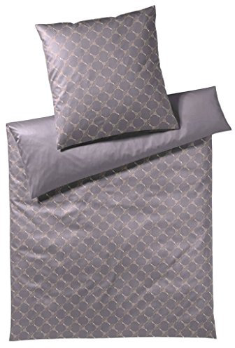 Joop, Mako-Satin-Bettwäsche, Kornblumen-Muster mit nuancierten Farben 135x200 + 1x 40x80 grau