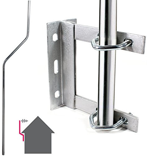 GALVANISED TV Aerial Wall Mounting Kit - Cranked Offset Pole/Mast Outdoor Bracket - Loops