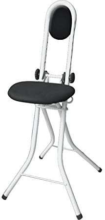 WENKO Siège de repassage et appui-fesses, blanc avec coussin dorsal