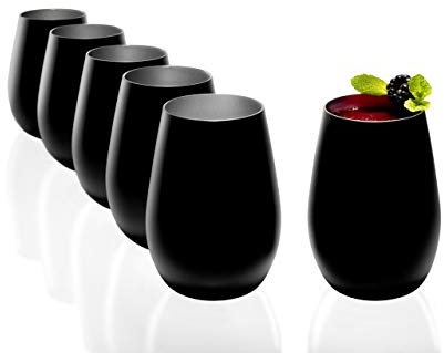 Stölzle Lausitz Wassergläser Elements metallic Schwarz/Silber 6er-Set 465 ml – Allroundgläser für Wasser, Saft & Cocktails – Hochwertige Trinkgläser aus Kristallglas – Spülmaschinengeeignet & stoßfest