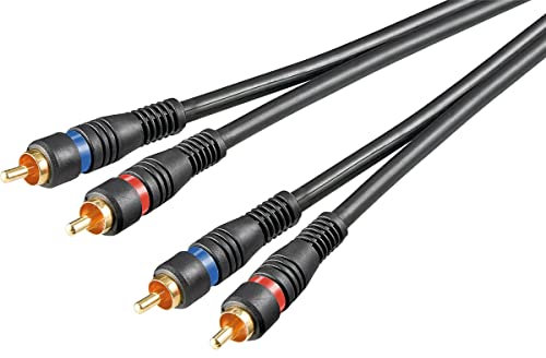 Goobay 50032 Stereo Cinchkabel 1,5m / 2x Cinch-Stecker auf 2x Cinchstecker / RCA Kabel Subwoofer Kabel für Blu Ray Verstärker HiFi Stereo / Cinch Kabel 1,5m / Schwarz